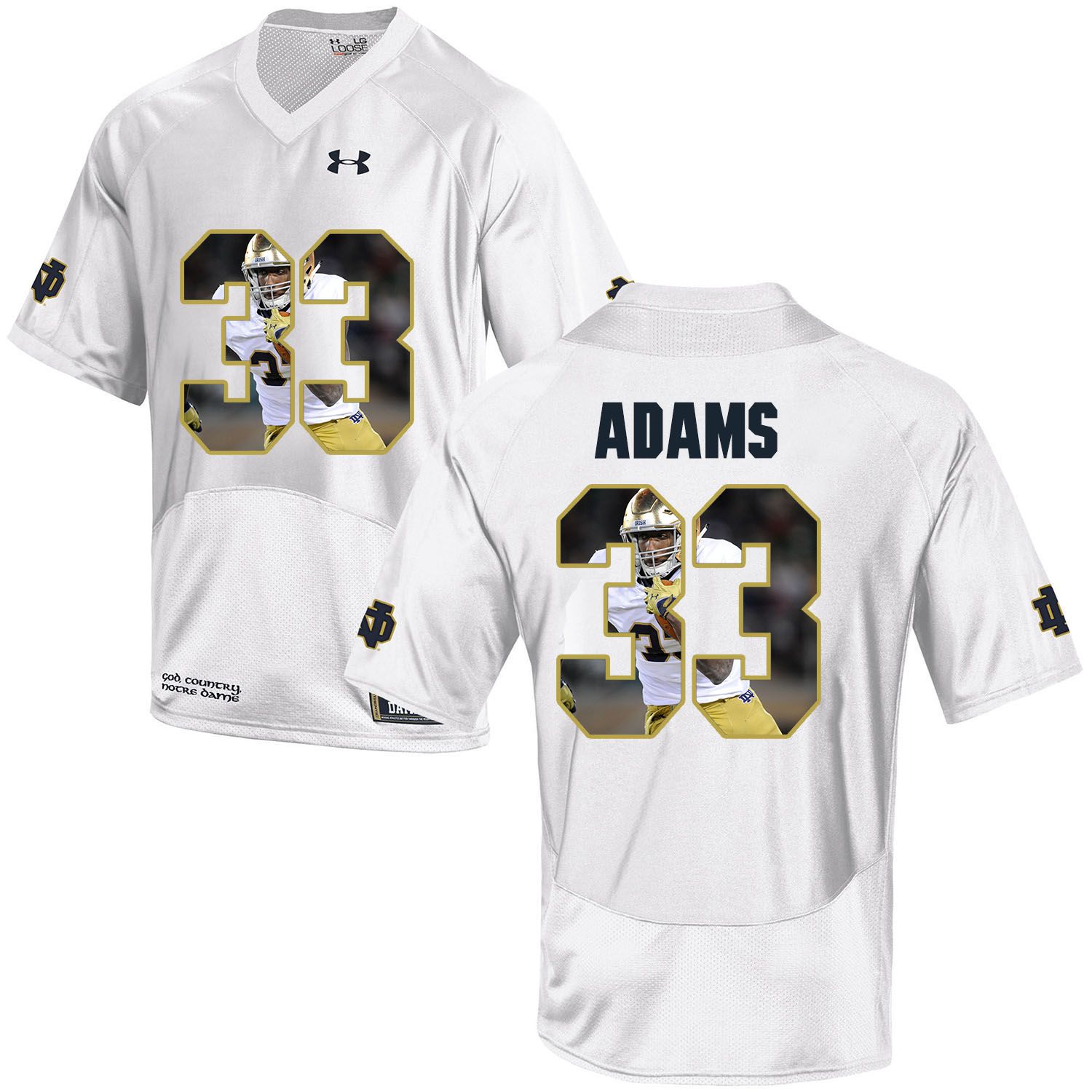 Men Norte Dame Fighting Irish #33 Adams White Fashion Edition Customized NCAA Jerseys->customized ncaa jersey->Custom Jersey